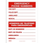 10 x 14 Emergency Numbers Sign