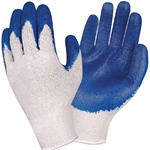Economy Natural Cotton Glove w/ Blue Latex Coating
