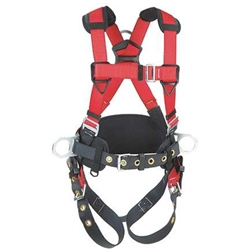 Construction style harness w/ tongue-buckle legs
