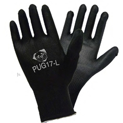 Black Polyurethane on Black Nylon Glove